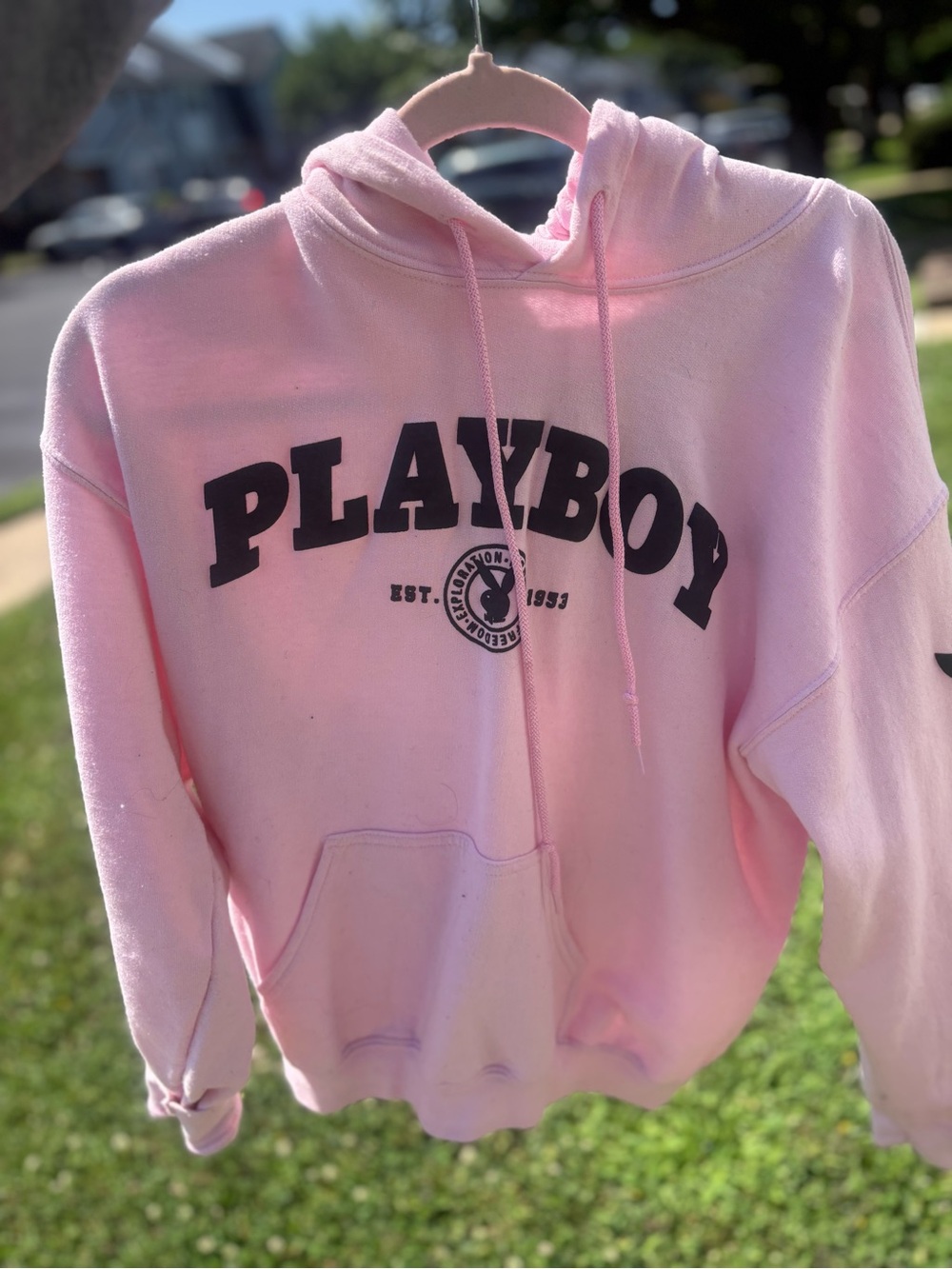 PLAYBOY Light Pink Logo Pullover Hoodie